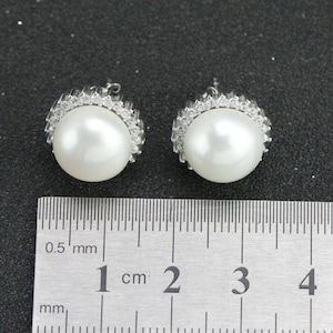 bridal pearl earings,crystal bridal earrings wedding,flower pearl stud earings wedding,rhinestone and pearl earrings,pearl earing silver image 8