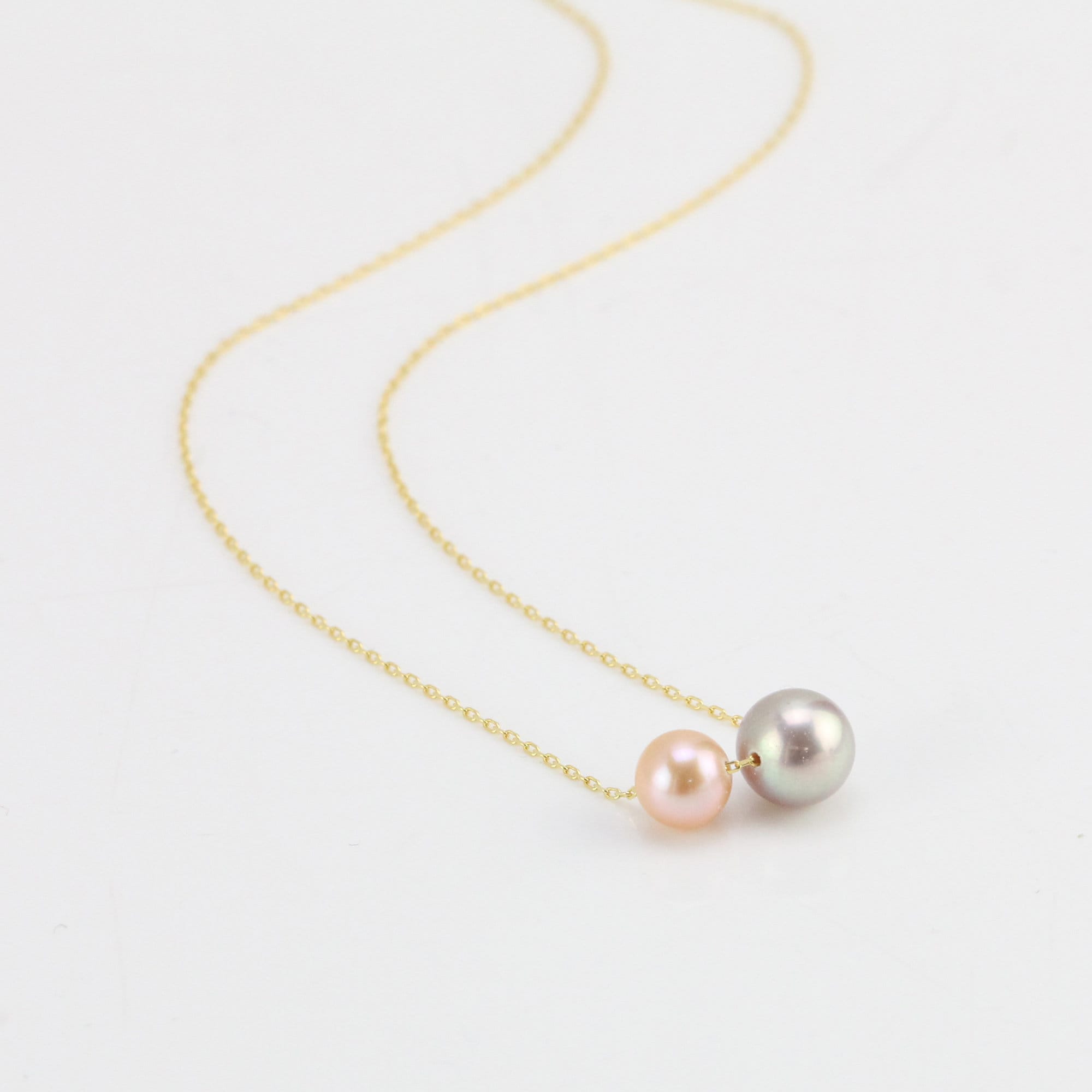 Two pearl best sale necklace