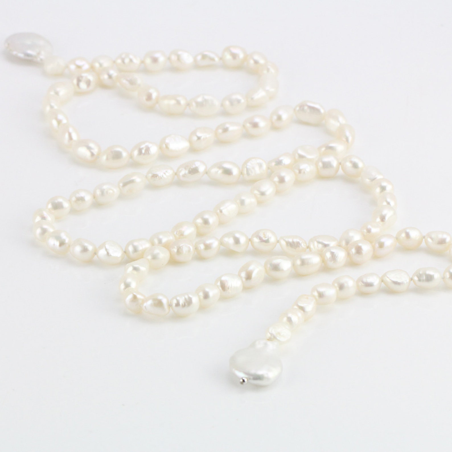 55inch Pearl Lariat Necklaceextra Long Baroque Pearl - Etsy