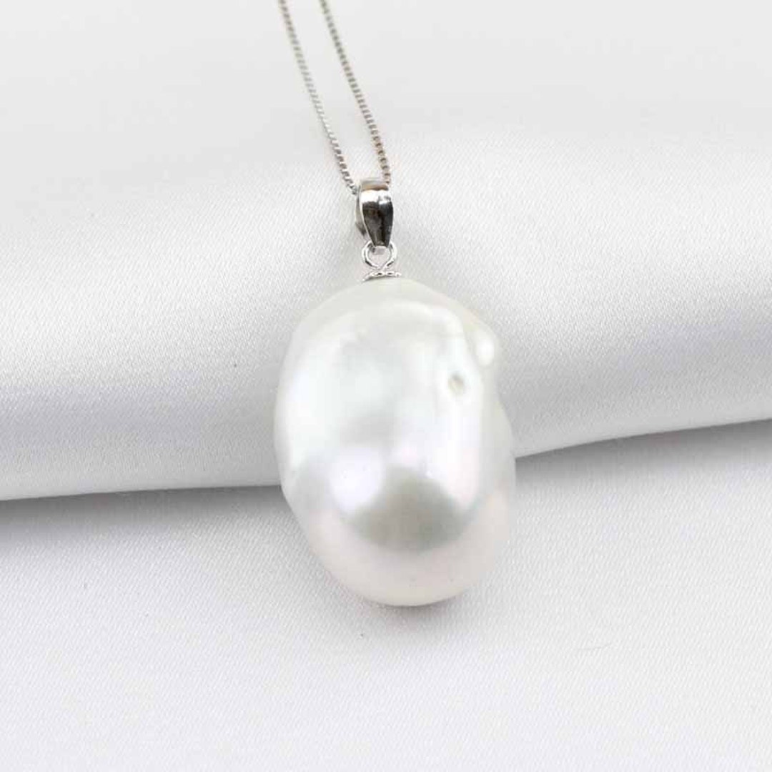 Baroque Pearl Necklacehuge Jumbo Flameball Pearl Pendant - Etsy