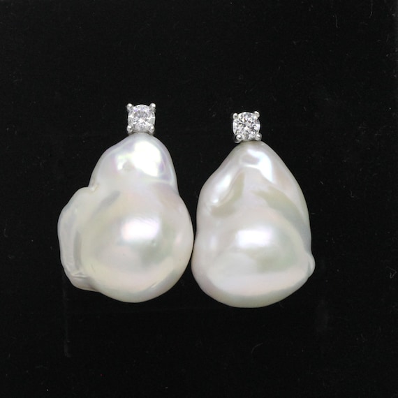 Baroque pearl store earrings etsy