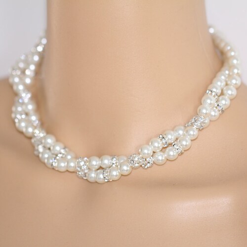 Twisted Pearl Necklace2 Strand Pearl 