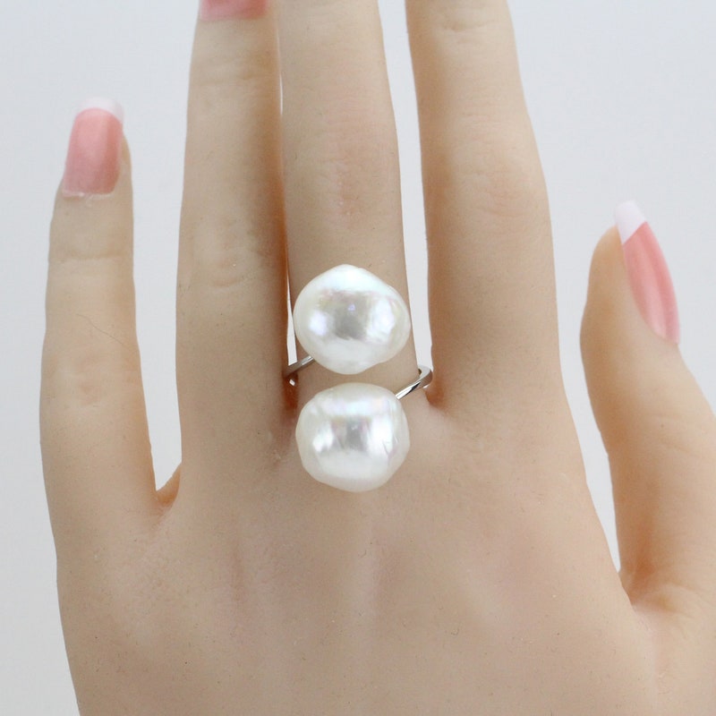 Two Pearls Double Pearl Ring - Etsy