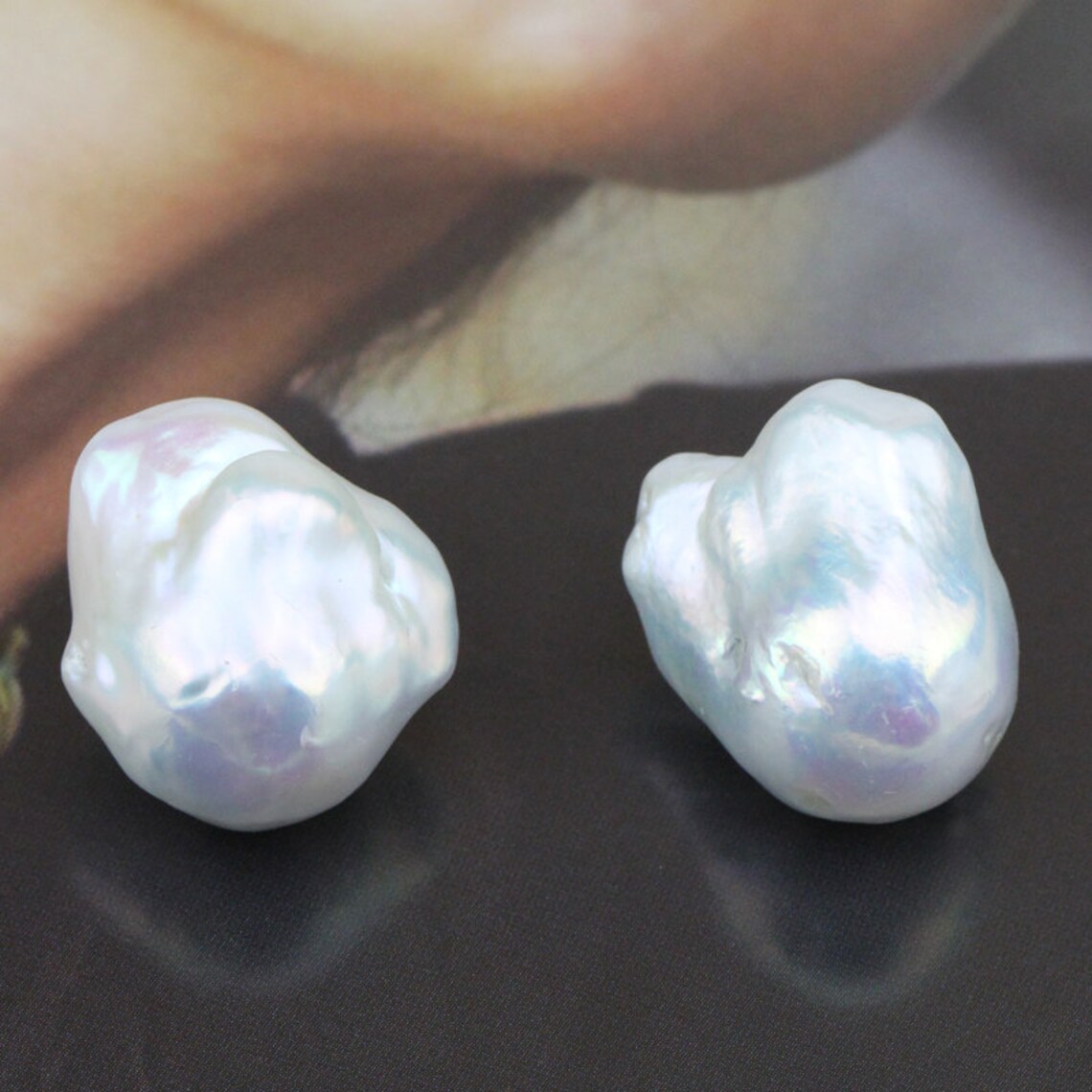 Baroque Pearl Stud Earringsbig Jumbo Large Baroque Pearl Etsy
