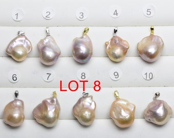 14-17x20-25mm natural metallic rainbow color large baroque pearl necklace pendant, flameball pearl pendant,skin with imperfections
