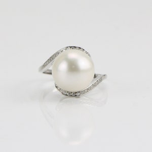 10.5-11.5mm ivory white large pearl ring,cultured freshwater edison pearl ring,big size pearl ring,sterling silver 925 open ring gift