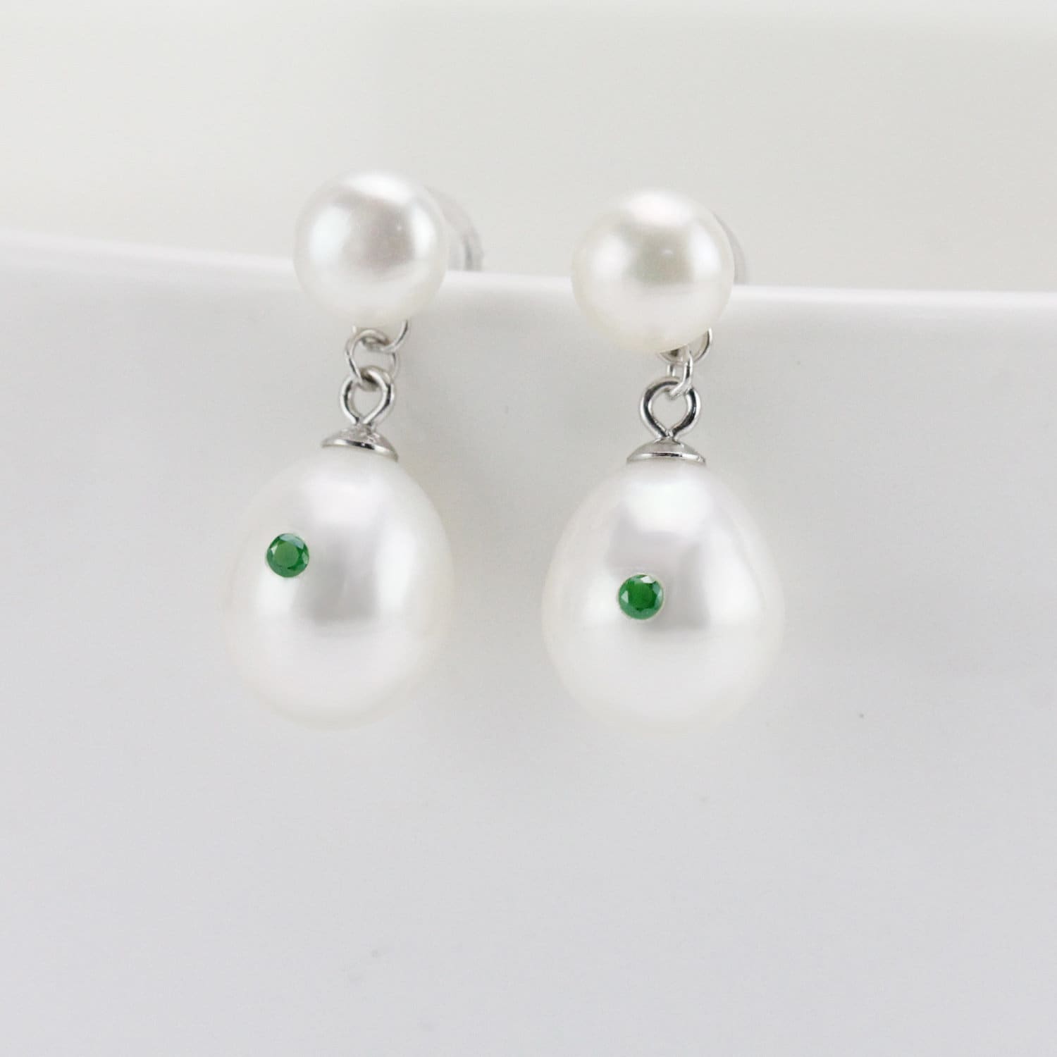 Double Pearl Earringscultured Freshwater Pearl Earringstwo Etsy Australia