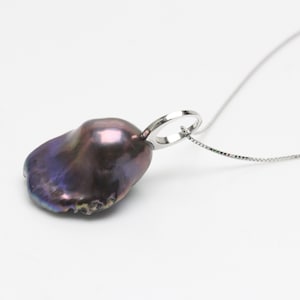 15-17x20-25mm peacock black color large baroque pearl pendant,flameball freshwater pearl necklace,with 7mm silver 925 big loop bail