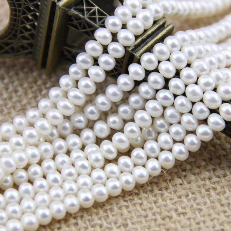 Freshwater pearl strand wholesale3.5-4mm near round ivory | Etsy