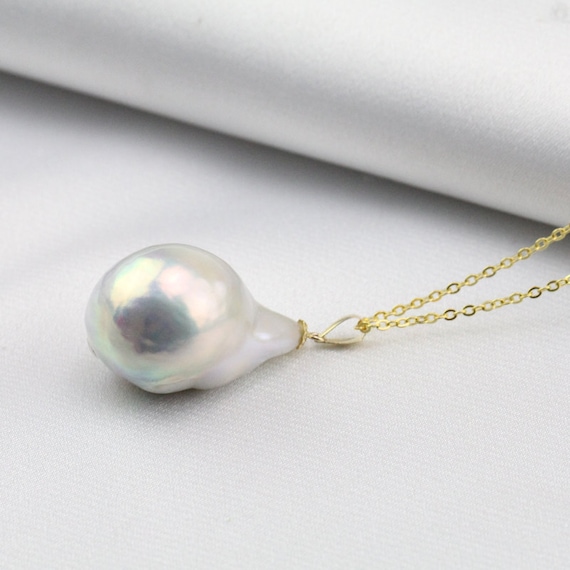 Large Baroque Pearl Pendant,white Huge Jumbo Flameball Pearl