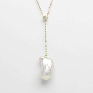 14-16mm ivory white large baroque pearl pendant necklace,freshwater flameball pearl,silver 925 chain pearl pendant necklace,special gift
