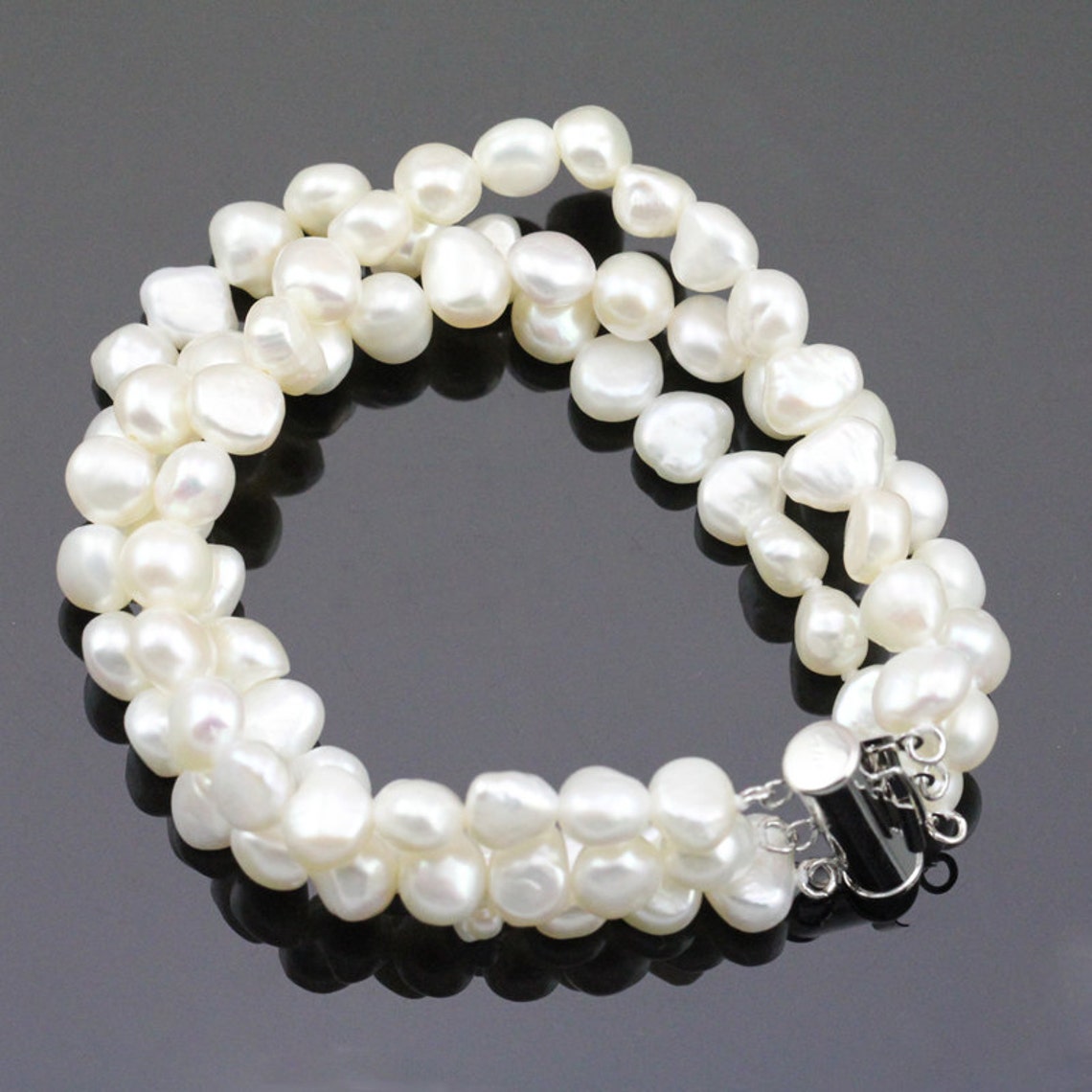 Multi strand pearl bracelet3 strand pearl bracelet for Etsy