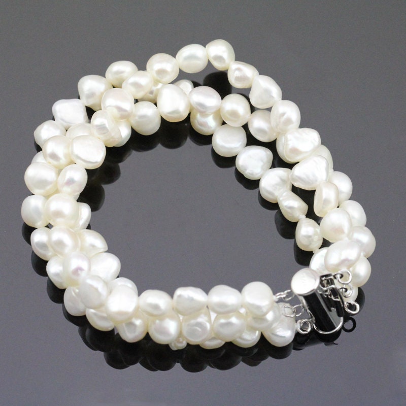 Multi strand pearl bracelet3 strand pearl bracelet for | Etsy