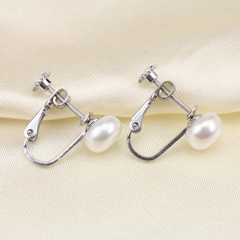 Sterling silver clip pearl earrings for non pierced Etsy