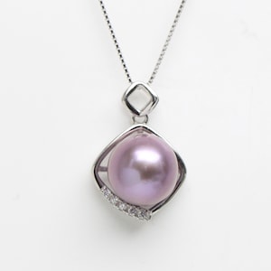 11mm natural color unique pearl pendant necklace,freshwater round pearl necklace,with a little imperfections,ONLY ONE