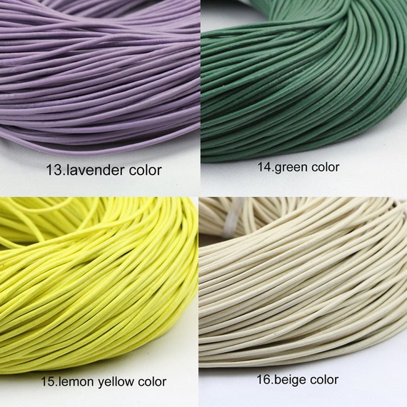 2mm Leather Cord,genuine Leather String Cord,lavender Color,green  Color,lemon Yellow,beige Color,1yard,2yard,5yard,10yard,round Leather Cord  