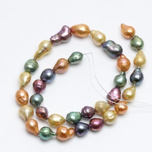 8-10mm wide AA multi pastel color baroque pearl strand, mixed colored freshwater pearl string,large hole pearls,