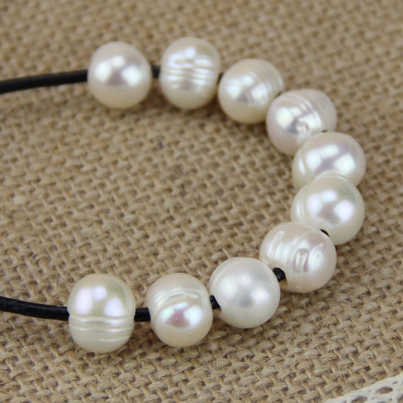 20PCS 2mm Big Hole 100% Natural Oval Freshwater Pearl Gemstone Loose Beads 