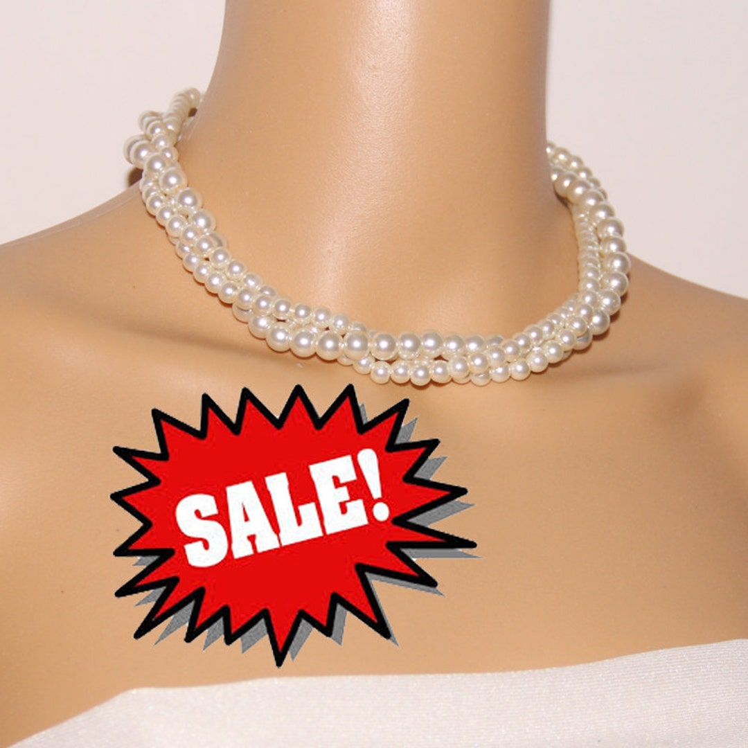 Chunky Pearl Necklace Statementtwisted Pearl Necklaceglass Etsy