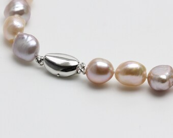 8.5-9mm Natural Multi Color Baroque Pearl Necklace,mix Color