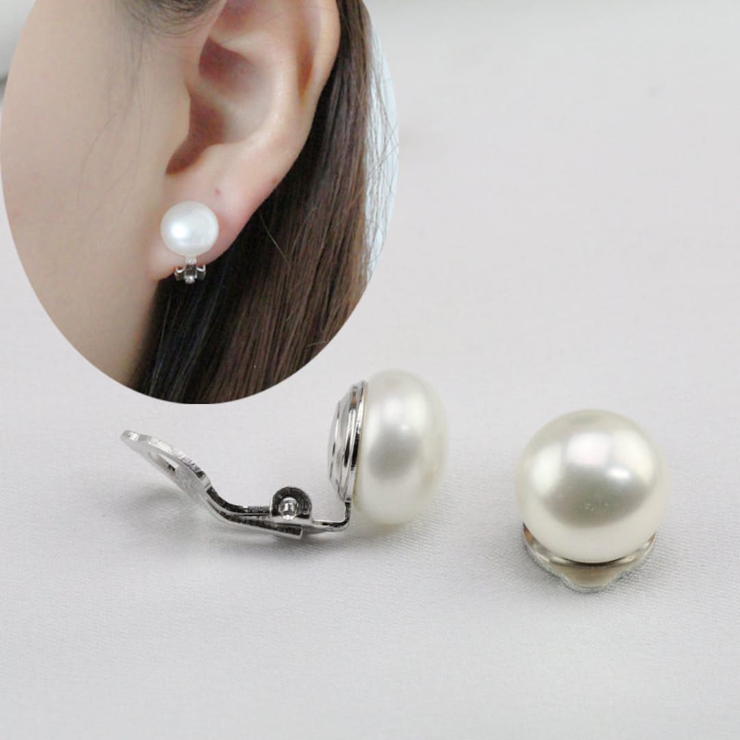 Clip Pearl Earringspearl Clip Earrings Studfreshwater Pearl 