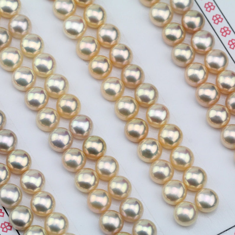 6-7mm pares de perlas doradas naturales fuerte brillo alto - Etsy España