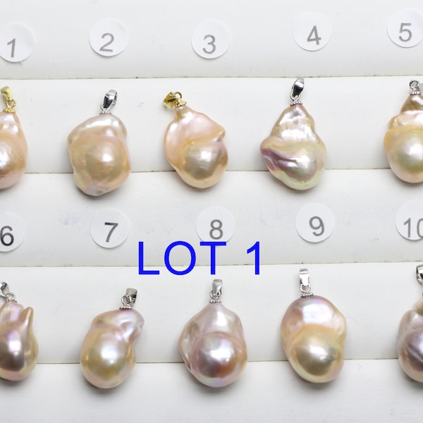 14-17x20-25mm grand pendentif collier de perles baroques de couleur arc-en-ciel métallique naturel, pendentif boule de flammes, peau avec imperfections