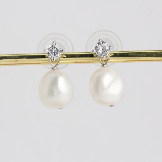 Boucles d'oreilles vintage clips pendantes avec perles argentées - France
