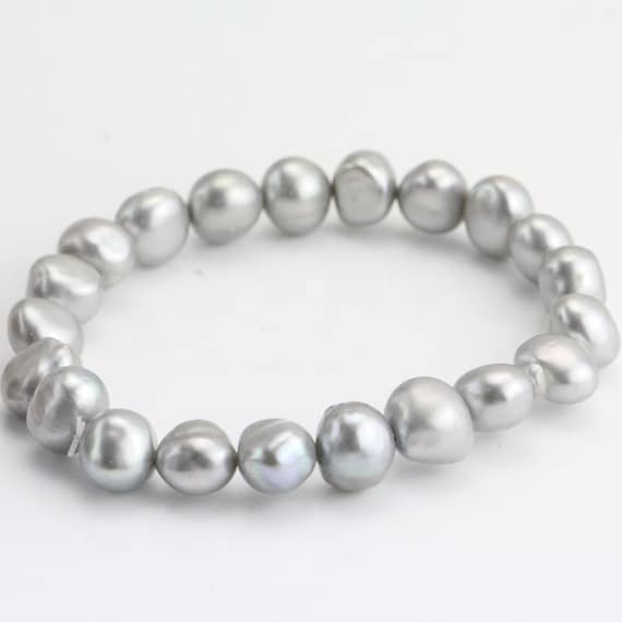 Buy 10mm Grey Pearl Bracelet silver Gray Baroque Pearl Stretch Bracelet elastic Pearl Bracelet wedding Jewelry Bridesmaid Bracelet xmas Gift Online in India Etsy