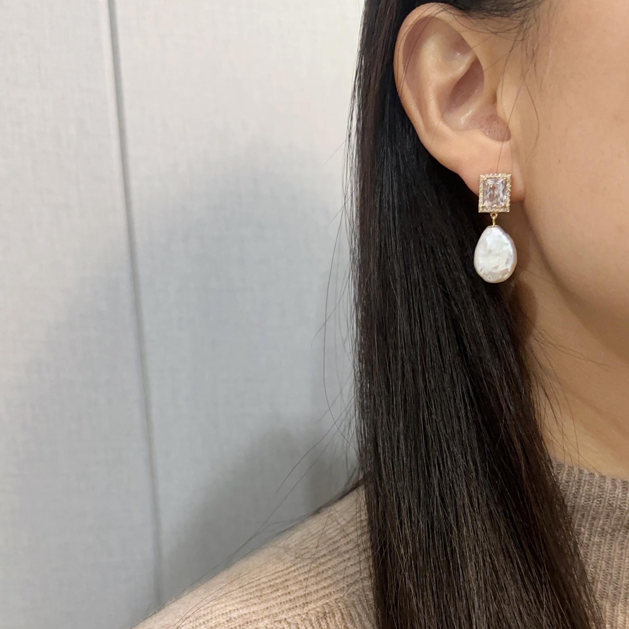 Boucles D'oreilles Goutte En Argent Avec émail Et Perle - Style Tendance - Neuf Avec étiquettes