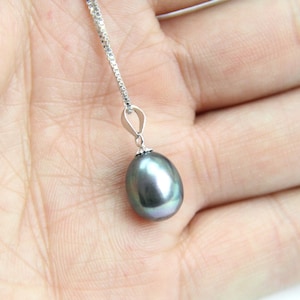 Zwarte parelhangerketting, druppelparelketting, bruidscadeau, enkele parelhangerketting, bruidsmeisjeketting