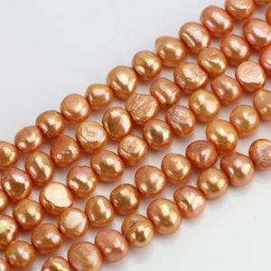 9mm dyed orange color baroque pearl bead strand,freshwater nugget unusual pearl,large hole pearl bead,1.0mm,1.5mm,1.8mm,2.0mm,2.2mm,2.5mm