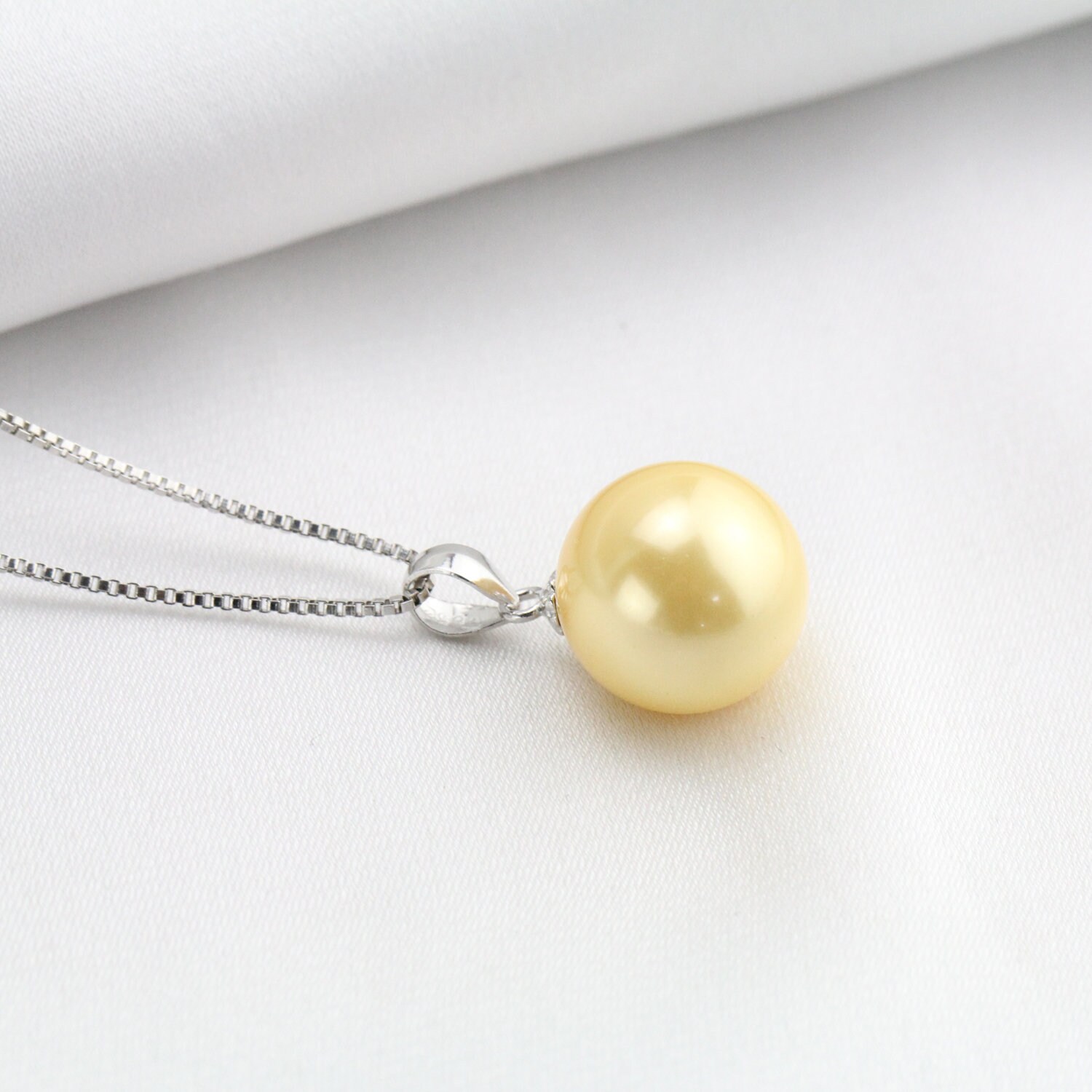 12mm Golden Color Round Pearl Pendant Necklacebridesmaid | Etsy