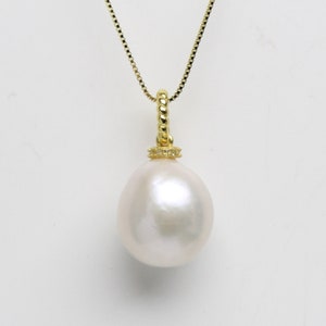 12-13mm Large pearl pendant,ivory white freshwater pearl pendant necklace,single big pearl pendant,sterling silver necklace