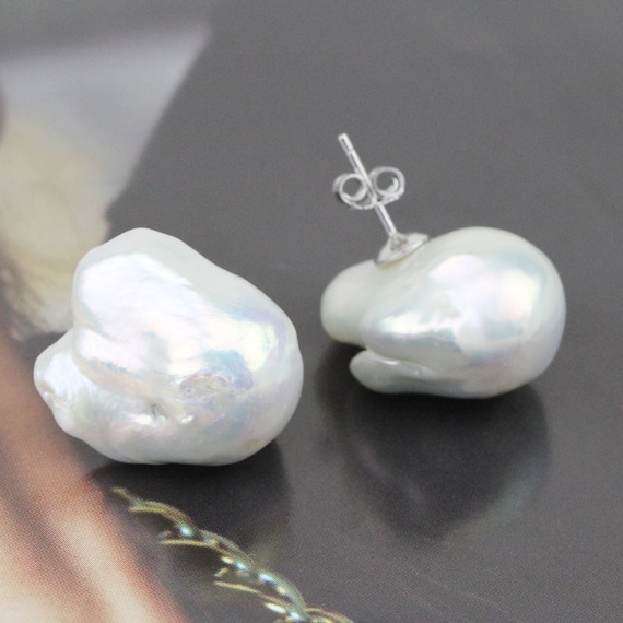 Baroque Pearl Stud Earrings,big Jumbo Large Baroque Pearl