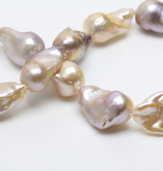 18inch 15-18x20-25mm Natural Color Large Baroque Pearl Necklace