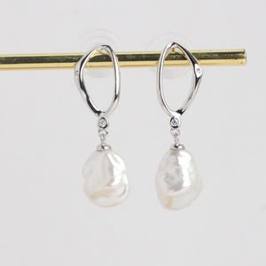 8-9mm keshi pearl stud earrings,ivory white irregular pearl earring,freshwater small baroque pearl stud earrings, sterling silver studs