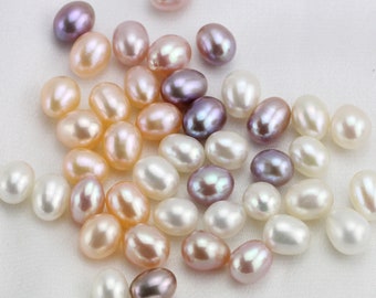 5-6mm drop pearl pairs,tear drop pearl beads matched pairs,ivory white,white,peach,pink,purple pearls, freshwater rice oval pearl bead