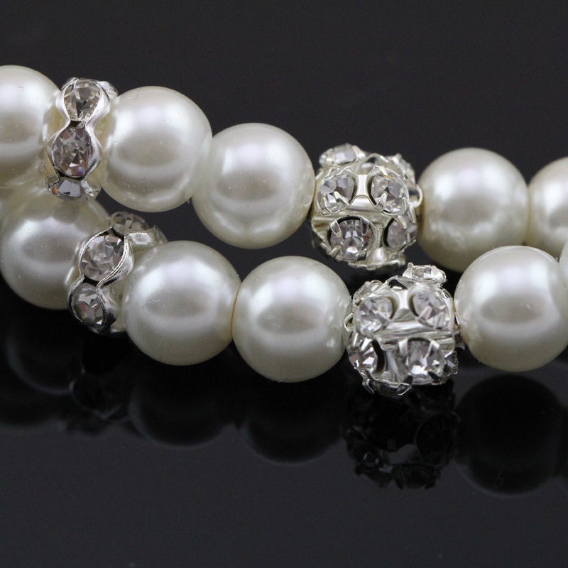 Twisted Pearl Necklace2 Strand Pearl Necklacerhinestone Etsy