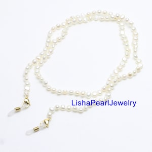 Ivory weiße Süßwasser Perlen Kette für Brille&Maske,Brillenhalter Perlenkette,Perlenbrillenkette,Gesichtsmaskenkette,Maskenhalter Perle