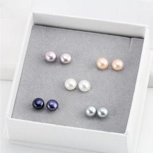 5pairs,Cultured freshwater pearl stud earrings,bridesmaid pearl earrings stud silver 925,weekly earrings,daily earrings,working day earrings