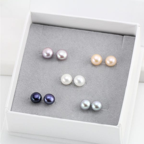 5 pares de pendientes de perlas cultivadas de agua dulce, pendientes de perlas de dama de honor en plata 925, pendientes semanales, pendientes diarios, pendientes para días laborables.