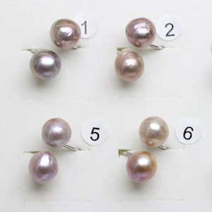 10-11mm natural  color baroque pearl ring,nucleated freshwater edison double pearl ring sterling silver,big size pearl ring