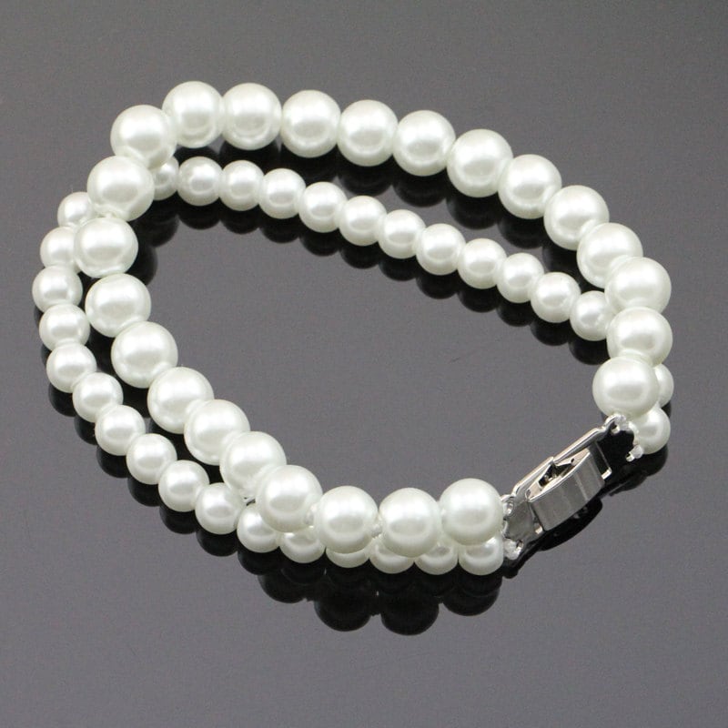 Bridesmaid pearl braceletDouble strand pearl braceletivory | Etsy