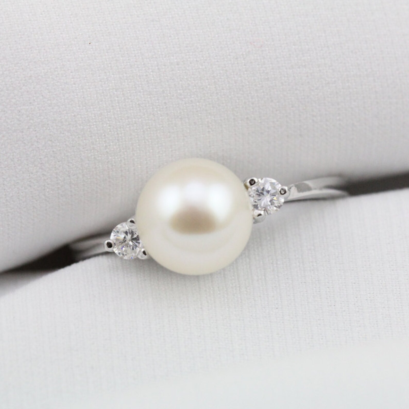 Pearl Promise Ring for Girlsreal Pearl Ringfreshwater Pearl Etsy