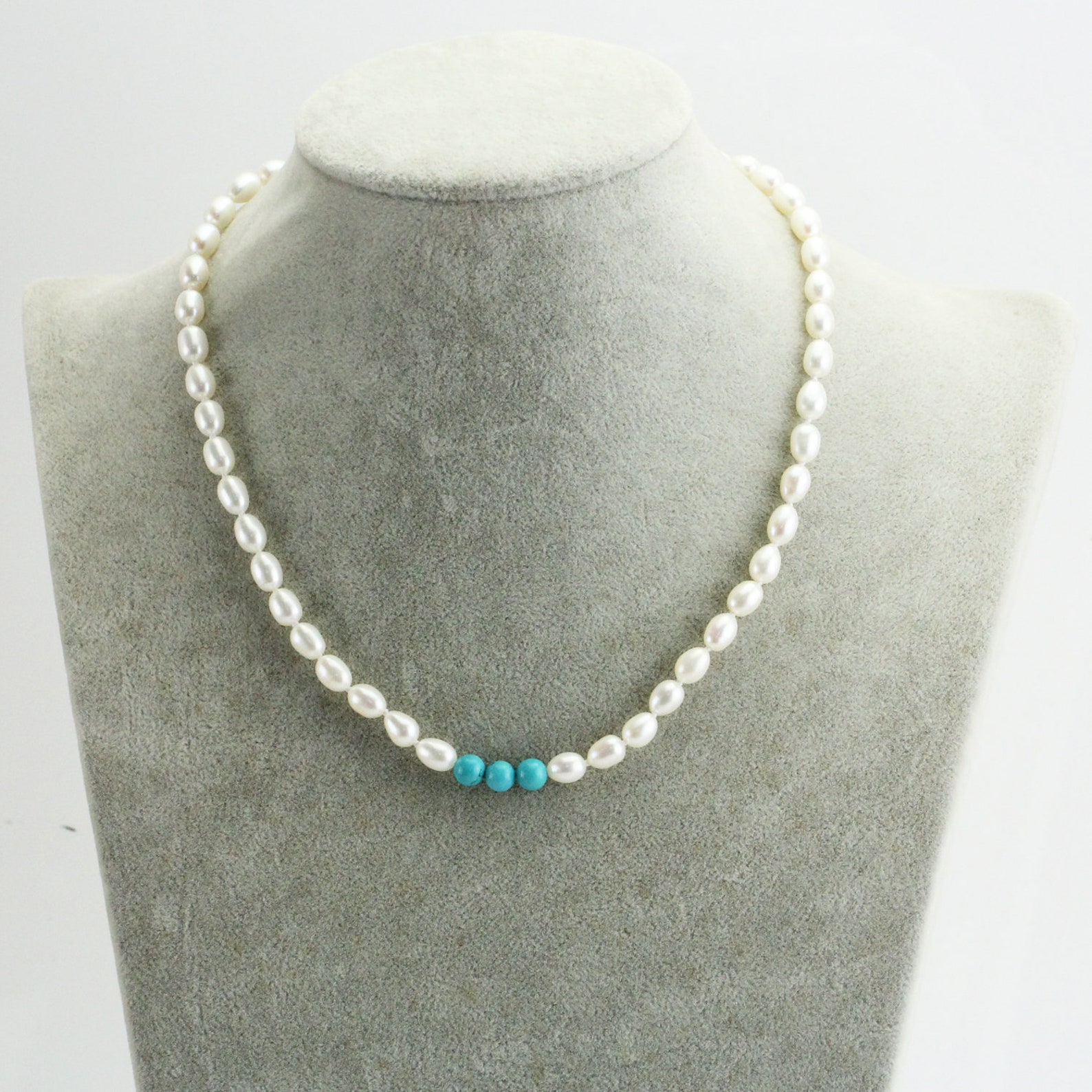 Turquoise and pearl necklacebridesmaid pearl necklacepearl | Etsy