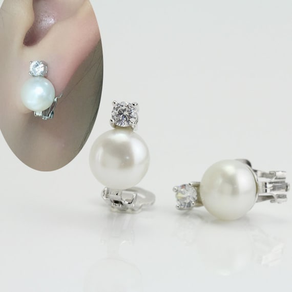 Cuelga pendientes de oreja de pera de agua dulce, pendientes de perlas  delicadas, perlas de oreja 925 plata de ley, regalo de dama de honor -   México