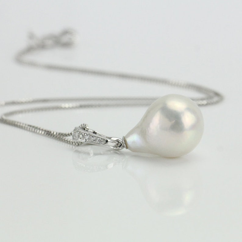 1315mm Clipon Baroque Pearl Pendant Necklacewhite Large Etsy