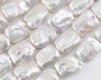17-19mm square shape freshwater pearl strand,white large rectangle pearls,biwa pearls,large hole pearl bead,0.9mm,1mm,1.5mm,