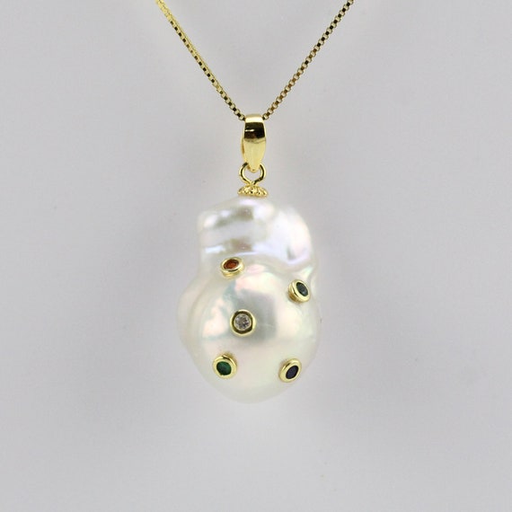 14-16mmx19-23mm white Large baroque pearl pendanthuge jumbo | Etsy